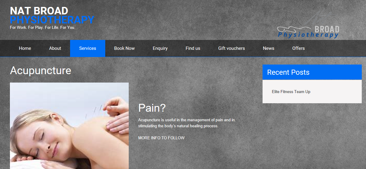 NEW SERVICE ACUPUNCTURE Nat Broad Physiotherapy